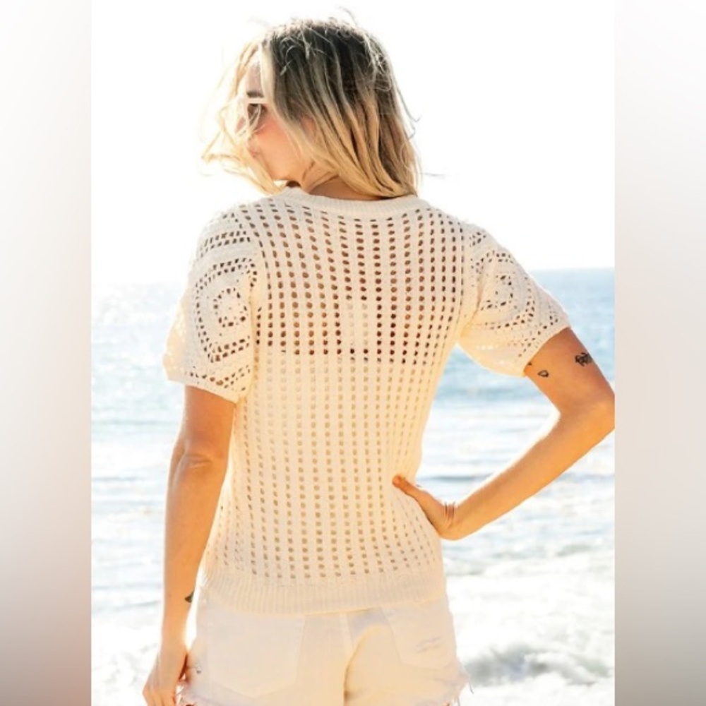 BiBi Ivory Crochet Knit Top - Picture 2 of 6